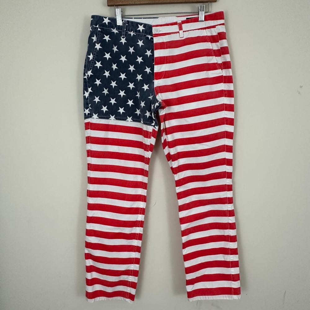 Bonobos Chino Pants Multicolor Patriotic American Flag Slim Straight Mens 33x30